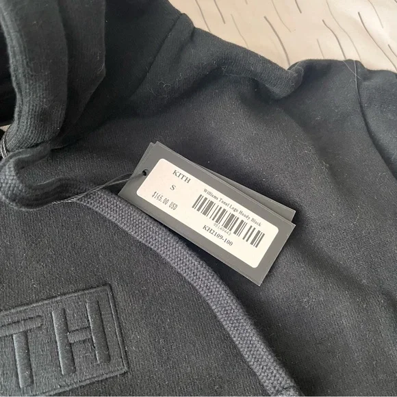Classic Kith Box Logo Williams Logo Tonal Sweatshirt Hoodie Small New Black - Picture 2 of 6
